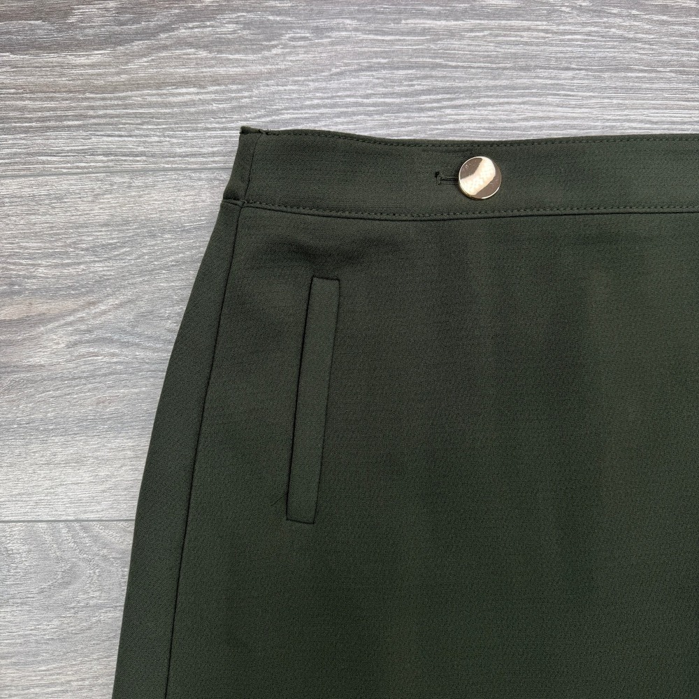 Ann Taylor LOFT Faux Wrap Skirt Womens 6 Olive Green Military Button Front Mini - Picture 3 of 14